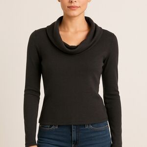 Wayf Black Turtleneck Top